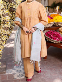 Beige Yarn-Dyed Jacquard 3 Piece Unstitched - ALP-3PS-1095