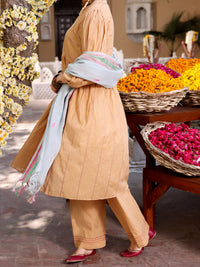 Beige Yarn-Dyed Jacquard 3 Piece Stitched - ALP-3PS-1095
