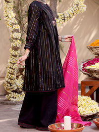 Black Yarn-Dyed Jacquard 3Pc Stitched - ALP-3PS-1097