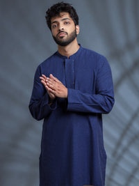 Blue Linen Short Kurta - ALCR-K-010