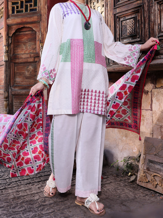 Off White Lawn 3 Piece Unstitched - ALP-3PS-1113