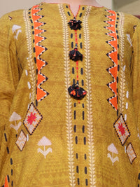 Olive Green Lawn 3Pc Stitched - ALP-3PS-1115