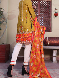 Olive Green Lawn 3Pc Stitched - ALP-3PS-1115