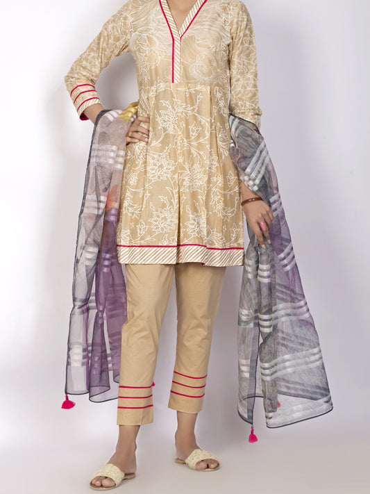 Beige Lawn 3Pc Stitched - ALP-3PS-1127