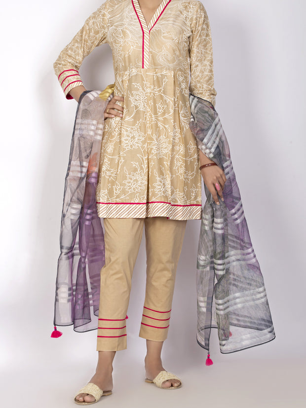 Beige Lawn 3 Piece Stitched - ALP-3PS-1127