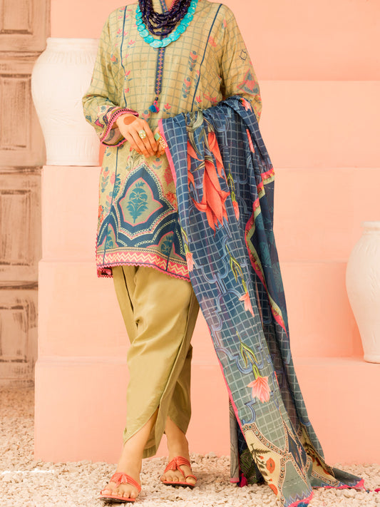 Green Lawn 3 Piece Unstitched - ALP-3PS-1136