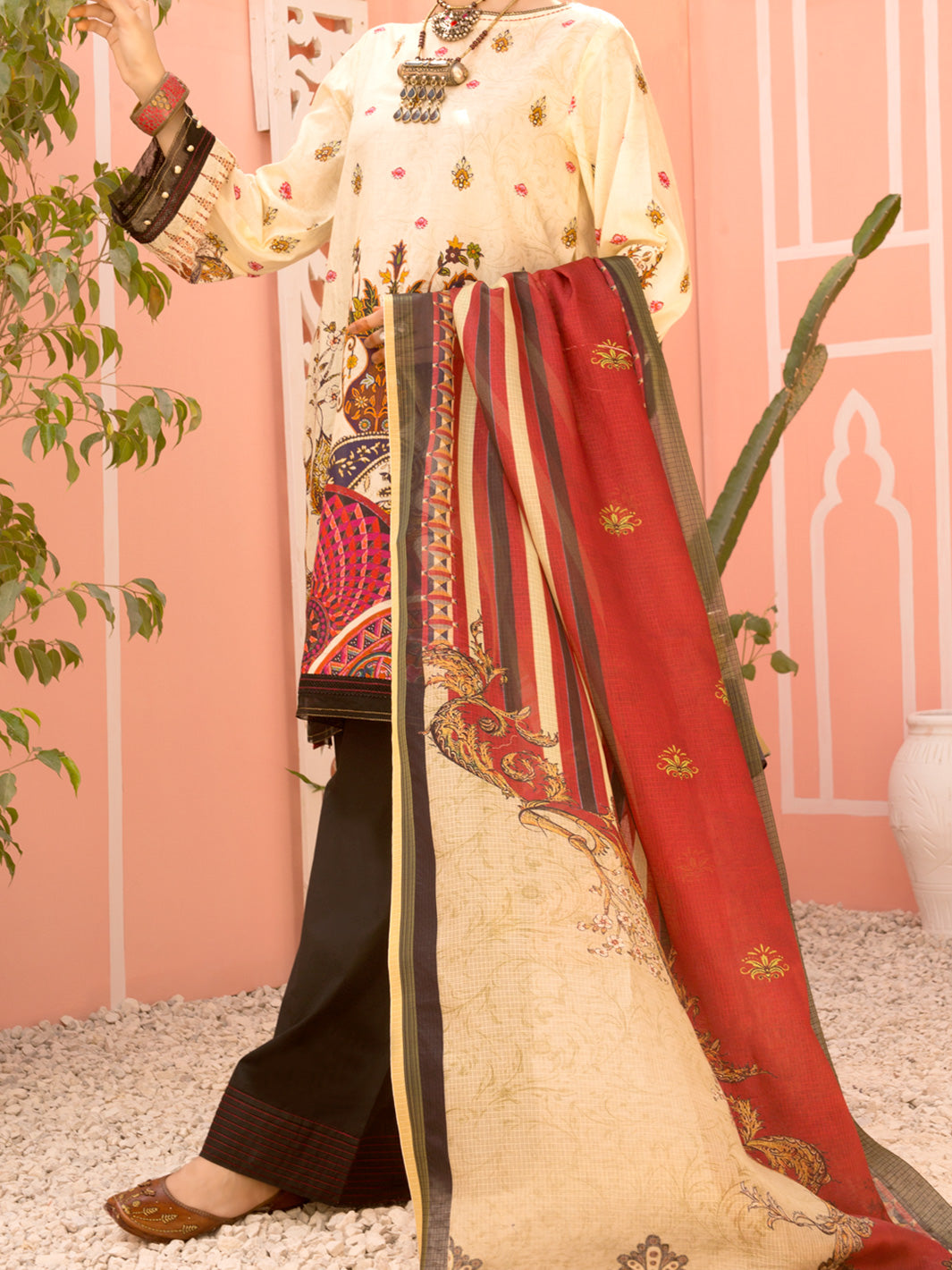 Cream Lawn 3Pc Unstitched - ALP-3PS-1138