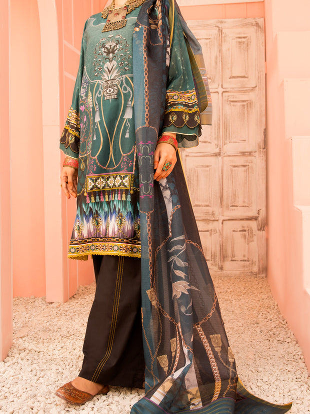 Teal Lawn 3 Piece Stitched - ALP-3PS-1140