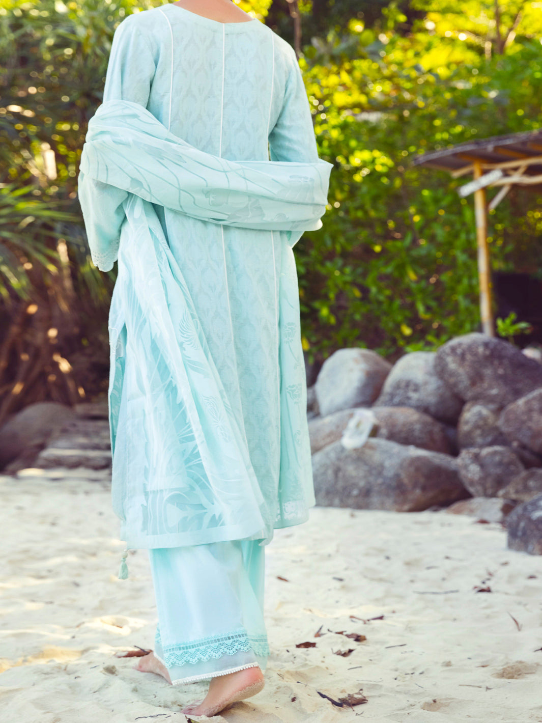 Sky Blue Jacquard 3Pc Unstitched - ALP-3PS-1142