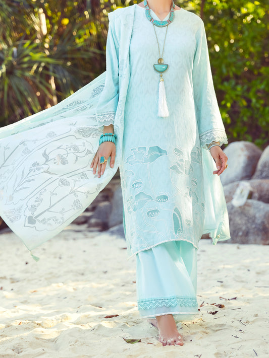 Sky Blue Jacquard 3 Piece Unstitched - ALP-3PS-1142