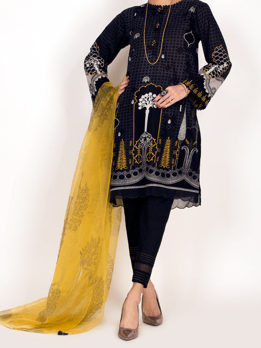 Black Lawn 3 Piece Unstitched - ALP-3PS-1143
