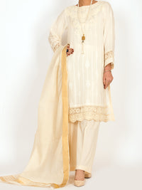 Off White Jacquard  3Pc Unstitched - ALP-3PS-1144