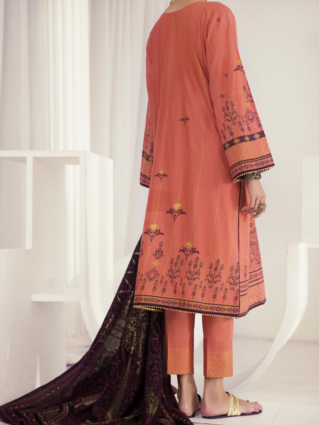 Orange Lawn 3Pc Unstitched - ALP-3PS-1146