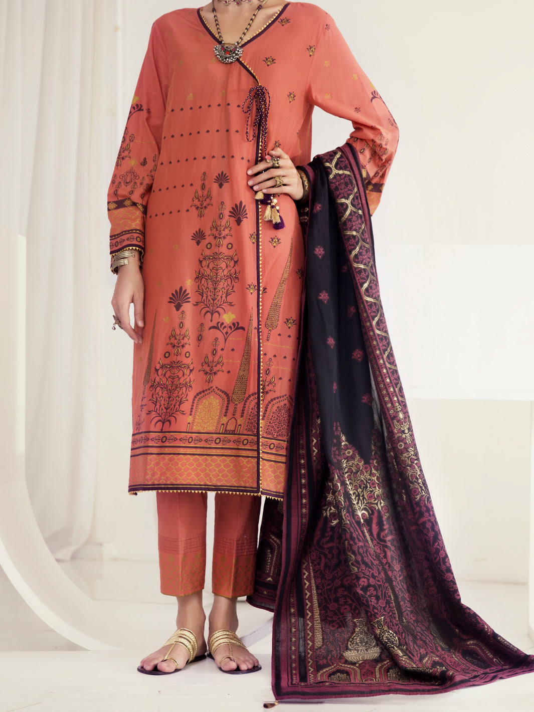 Orange Lawn 3Pc Unstitched - ALP-3PS-1146