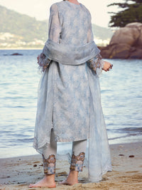 Grey Swiss Voile 3Pc Unstitched - ALP-3PS-1149