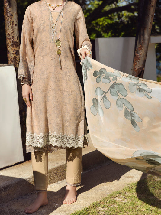 Peach Swiss Voile 3 Piece Stitched - ALP-3PS-1150