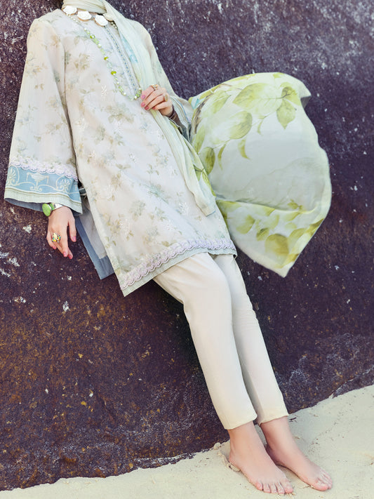 Sand Swiss Voile 3 Piece Unstitched - ALP-3PS-1151