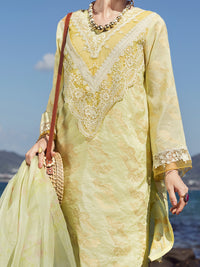 Yellow Cotton Jacquard 3 Piece Unstitched - ALP-3PS-1154