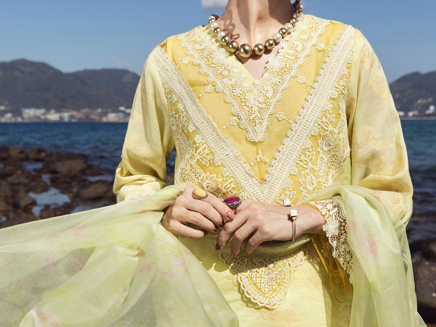 Yellow Cotton Jacquard 3 Piece Unstitched - ALP-3PS-1154