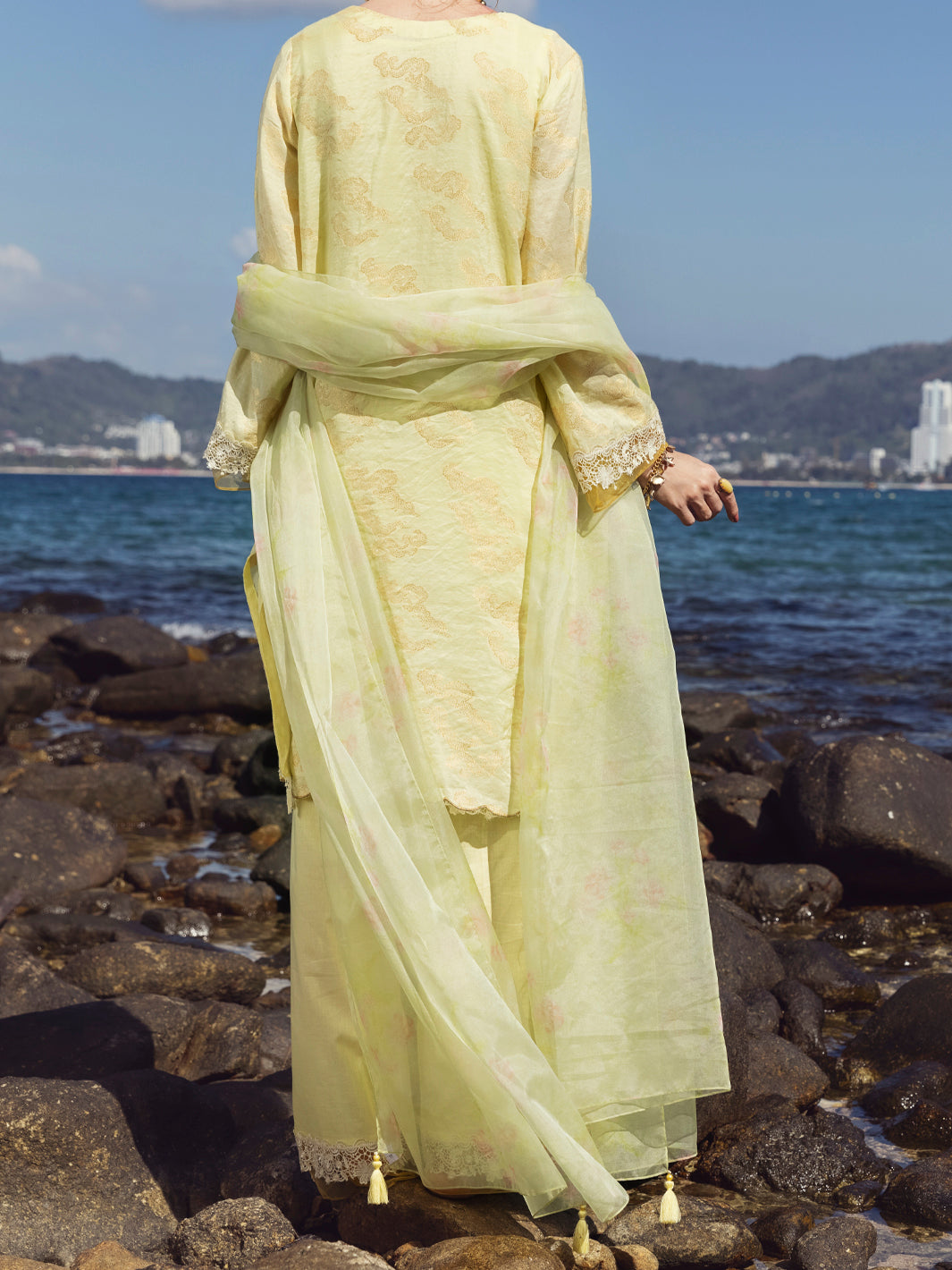 Yellow Cotton Jacquard 3 Piece Unstitched - ALP-3PS-1154