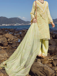Yellow Cotton Jacquard 3Pc Stitched - ALP-3PS-1154