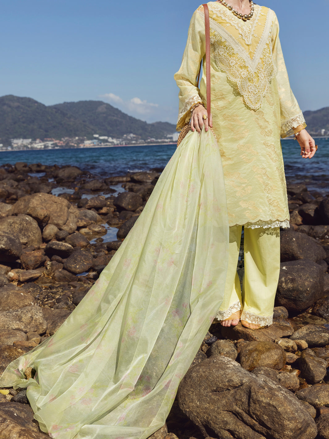 Yellow Cotton Jacquard 3 Piece Unstitched - ALP-3PS-1154
