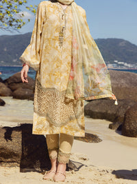 Golden Cotton Jacquard 3 Piece Unstitched - ALP-3PS-1155