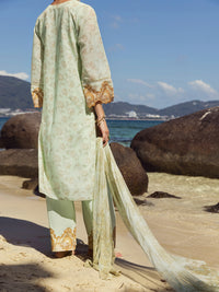 Green Swiss Voile 3 Piece Unstitched - ALP-3PS-1156