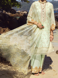 Green Swiss Voile 3 Piece Unstitched - ALP-3PS-1156