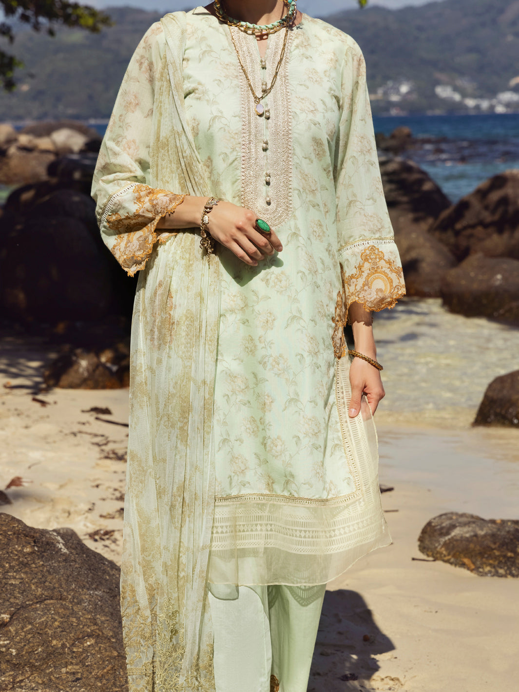 Green Swiss Voile 3 Piece Unstitched - ALP-3PS-1156