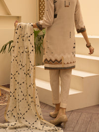 Off White Jacquard 3 Piece Stitched - ALP-3PS-1161