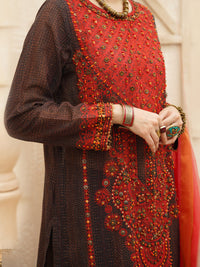 Dark Brown Jacquard 3Pc Stitched - ALP-3PS-1167
