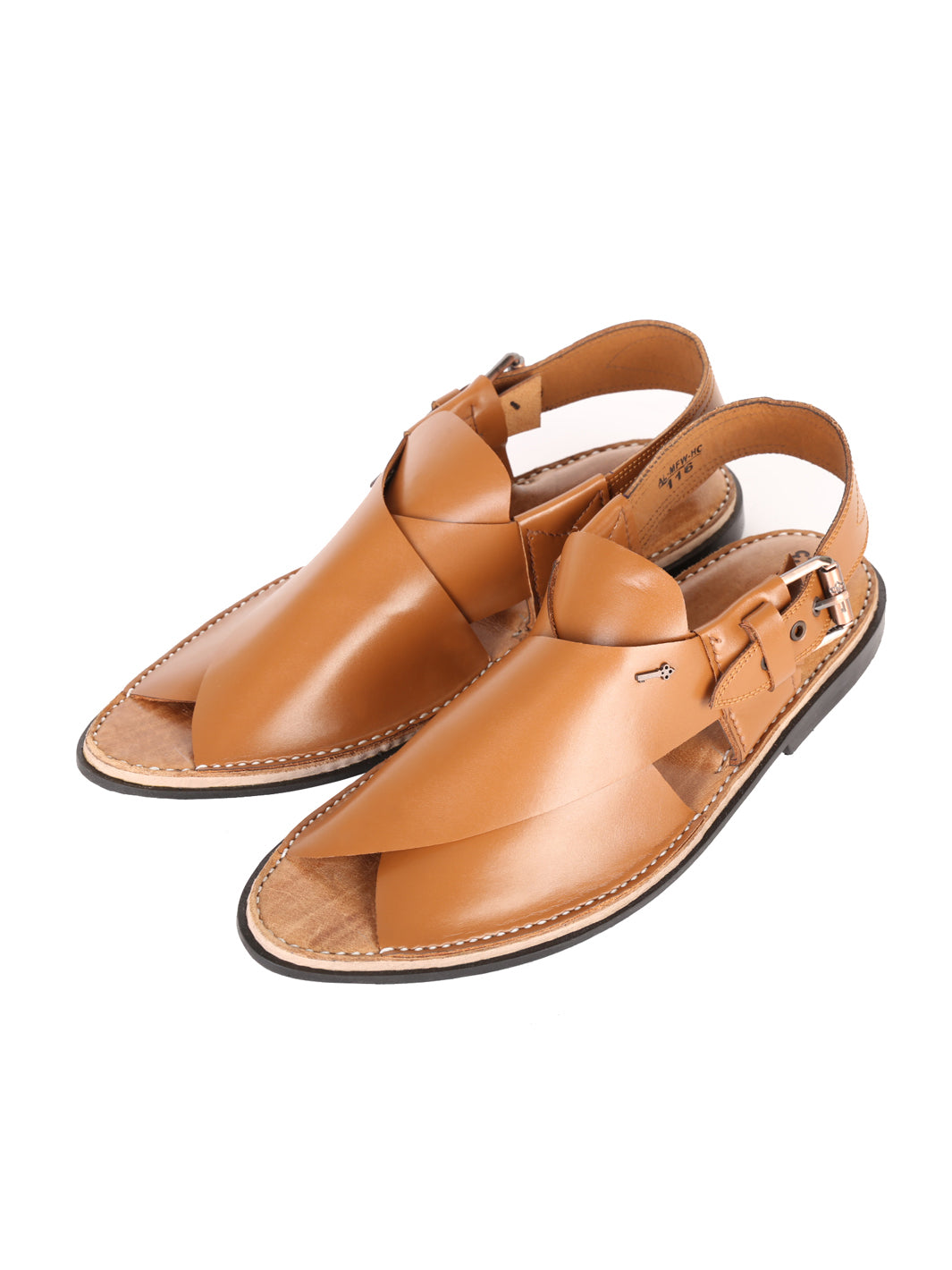 Tan Leather Peshawari Chappal - AL-MFW-HC-116