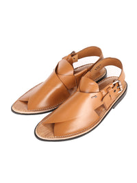 Tan Leather Peshawari Chappal - AL-MFW-HC-116