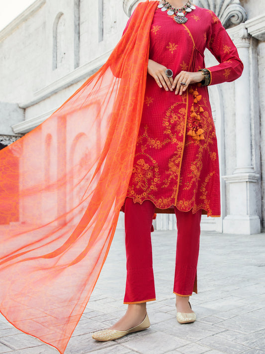 Pink Lurex Jacquard 3 Piece Unstitched - ALP-3PS-1190