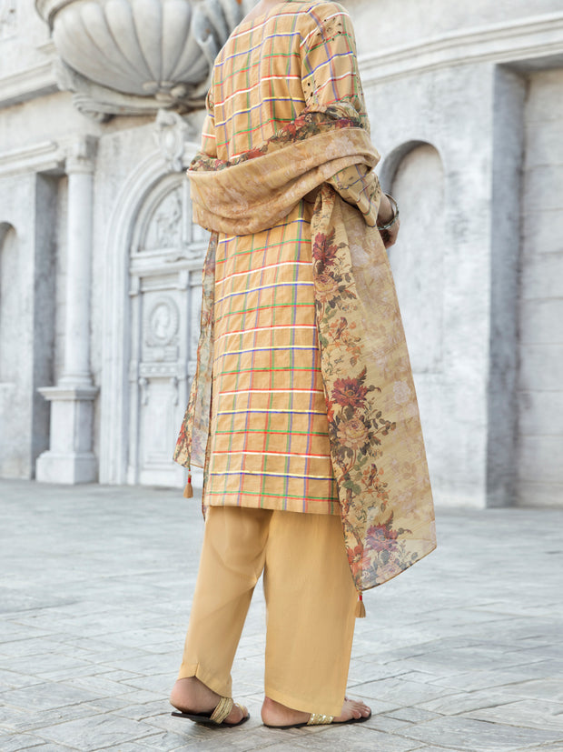 Mustard Lurex Jacquard 3 Piece Unstitched - ALP-3PS-1191