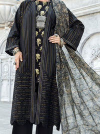 Black Lurex Jacquard 3 Piece Unstitched - ALP-3PS-1192