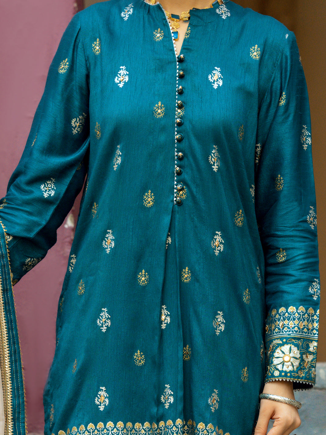 Teal Silk 3Pc Stitched - ALP-3PS-1197