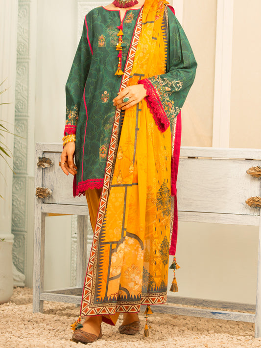 Teal Lawn 2Pc Unstitched - ALP-2PS-1201