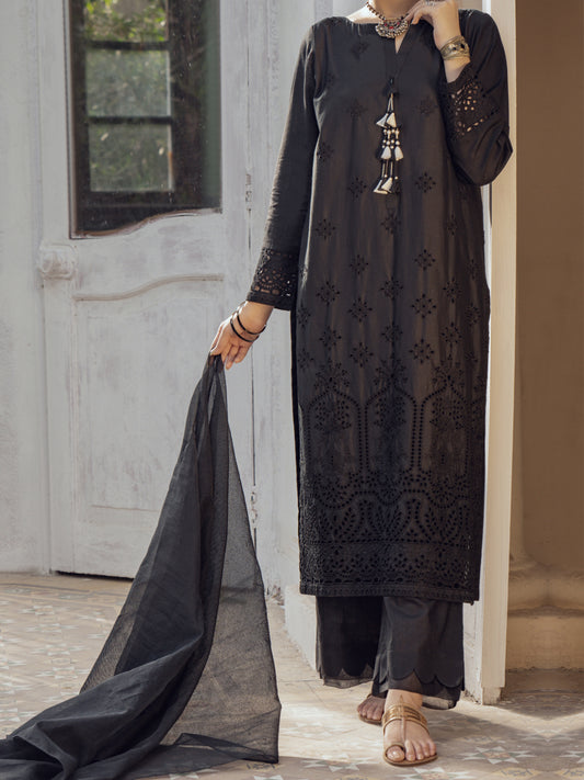 Black Cambric 3 Piece Unstitched - ALP-3PS-1169