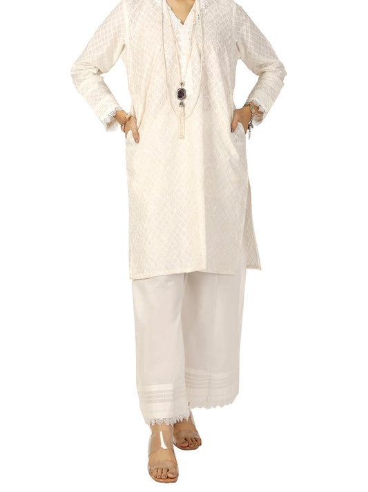 White 2Pc Stitched - AL-2PS-LKS-771
