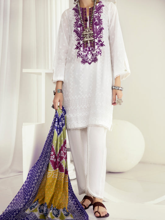 White Lawn 3 Piece Unstitched - ALP-3PS-1235