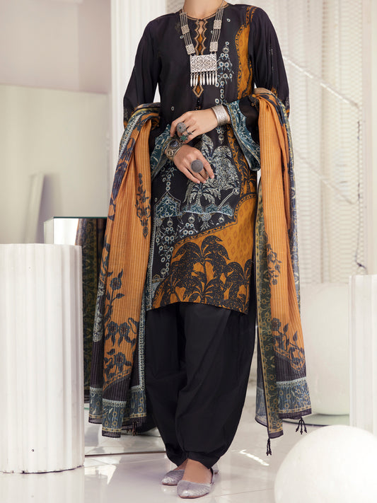 Dark Grey Lawn 3 Piece Unstitched - ALP-3PS-1236