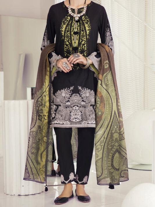 Black Lawn 3 Piece Stitched - ALP-3PS-1237