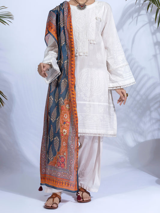 White Lawn 3 Piece Unstitched - ALP-3PS-1241