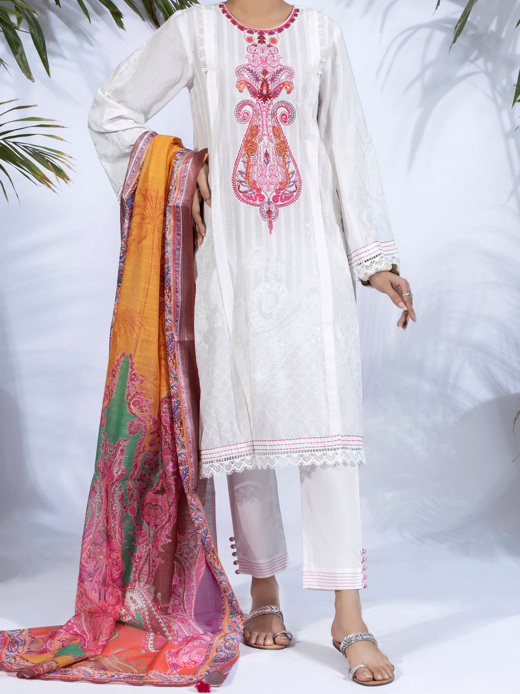 White Lawn 3Pc Unstitched - ALP-3PS-1242