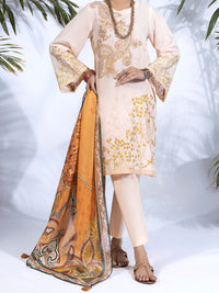 Peach Lawn 3Pc Unstitched - ALP-3PS-1245