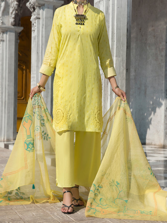 Parrot Green Lawn 3Pc Unstitched - ALP-3PS-1258