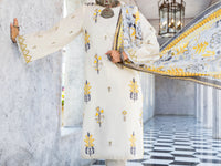 Off White Self-Jacquard 3 Piece Unstitched - ALP-3PS-1259