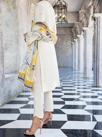 Off White Self-Jacquard 3 Piece Stitched - ALP-3PS-1259